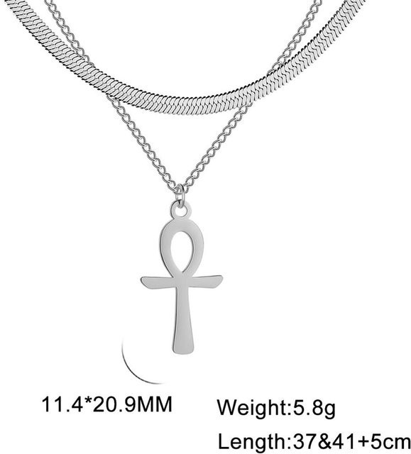 YULIN Halskette Edelstahl, Ankh Kreuz, Damen, 40-45cm - Bild 1