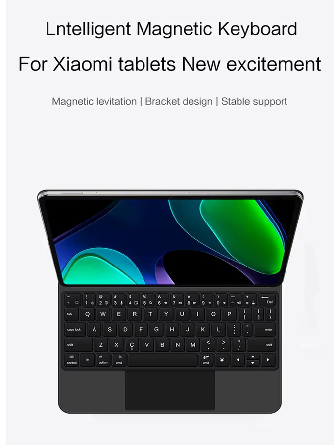Magic Keyboard Folio für Xiaomi Pad 6 und Pad 5 11 Zoll, Smart Case mit hintergrundbeleuchteter Tastatur in Schwarz - Bild 7