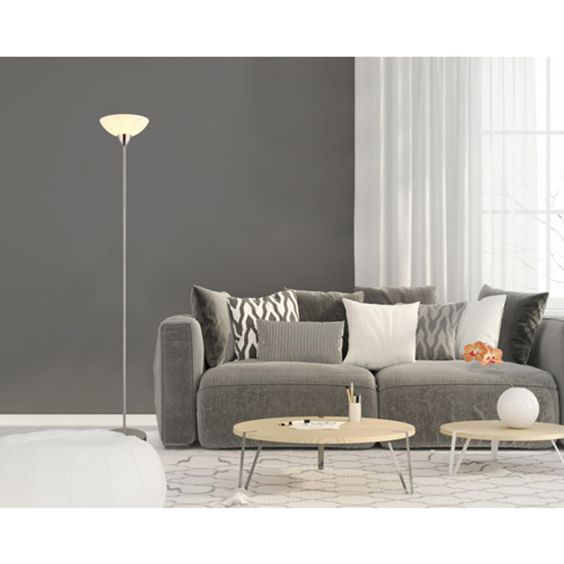 Globo Lighting Stehleuchte LIMA in Silber mit Glasschirm und E27 Fassung, Höhe: 180 cm - Bild 2
