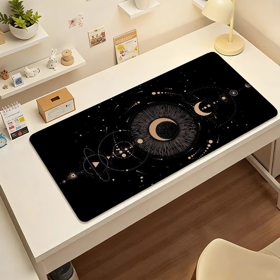 Moon Space Mauspad in Schwarz, rutschfeste XXL Schreibtischunterlage aus Gummi für Gaming und Büro - Bild 6