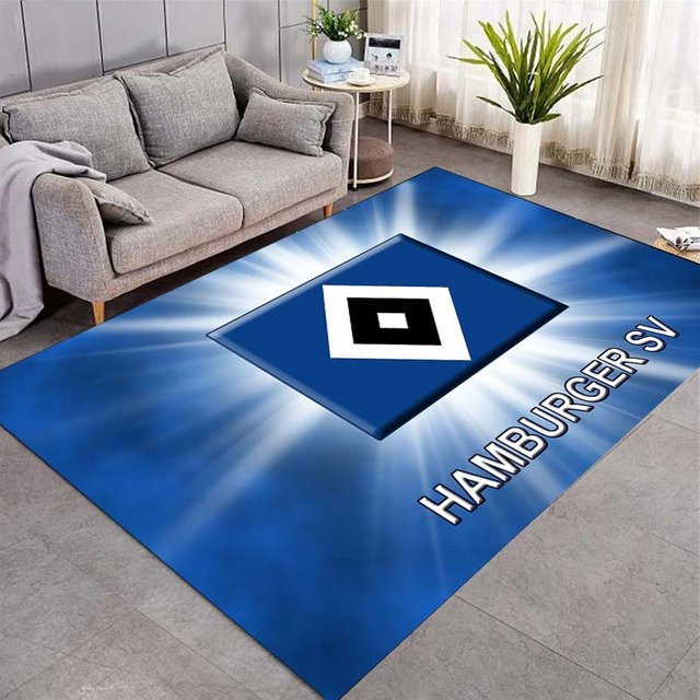 Hamburger SV Logo Teppich Rutschfeste Fußmatte in Schwarz mit Fußballclub-Wappen B: 120 cm, T: 80 cm - Bild 1