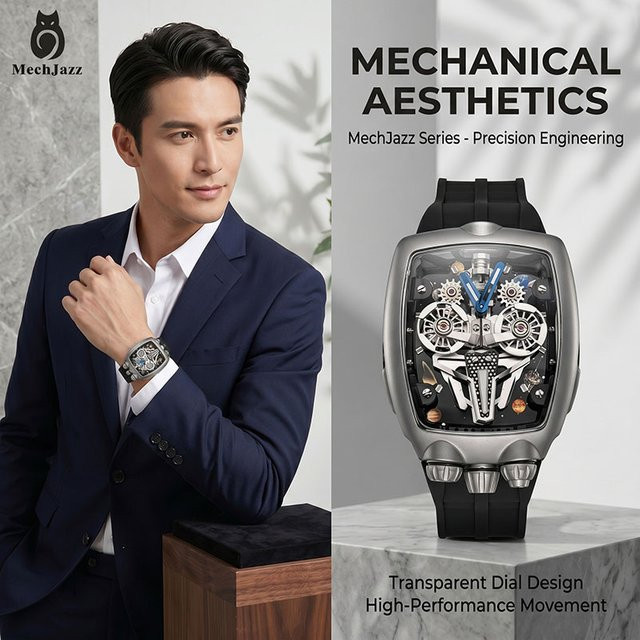 MechJazz Armbanduhr Automatik, Titan, Blau, Herren - Bild 1