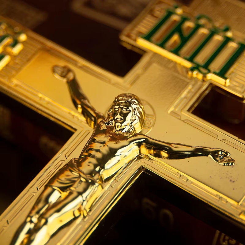 HTISOK Östliches orthodoxes Kreuz aus Metall in Gold als Kirchendekoration und Gebetszubehör - Bild 6