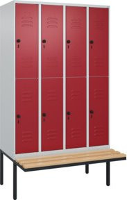 C+P Doppelstock-Spind Classic PLUS Sitzbank mit 4 Abteilen, Buche-Hartholz und Sicherheits-Drehriegel, B/T/H: 212,0 x 120,0 x 81,5 cm - Bild 1