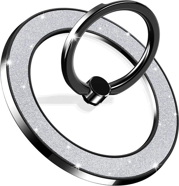 Yiran Jewelry Ring MagSafe Magnetischer Handy Fingerring Halter mit 360 Grad Drehbarkeit und Glitzer Diamant Design für iPhone 14 15 Samsung Universal Grau - Bild 1