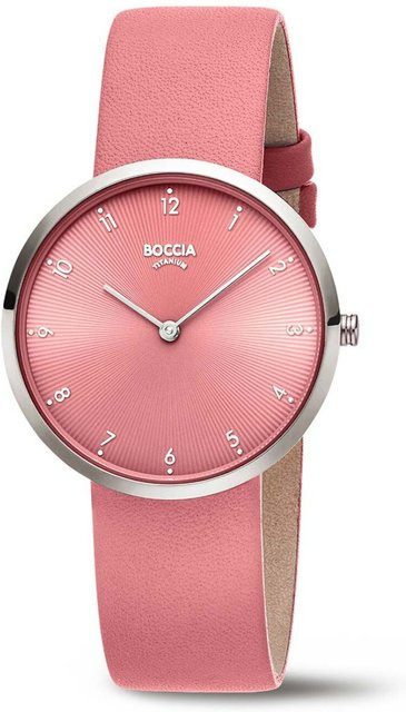 Boccia Damenuhr, Titan, Quarz, 36 mm, Leder, Pink, 3 ATM - Bild 1