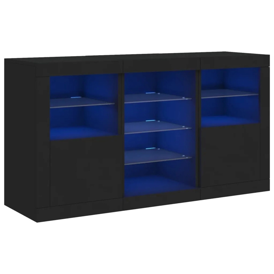 vidaXL Sideboard modern in Schwarz mit integrierter LED-Beleuchtung, B/T/H: 123 x 37 x 67 cm - Bild 2