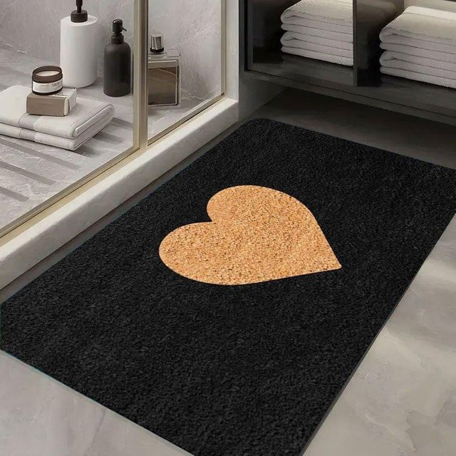 CSQ Nine Herzförmige Fußmatte in Schwarz, rutschfest und waschbar, B/T: 160 x 200 cm - Bild 1