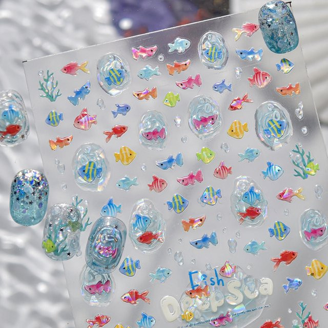 NAILFYOU Nagelaufkleber, Tropische Fische, Glänzend - Bild 1