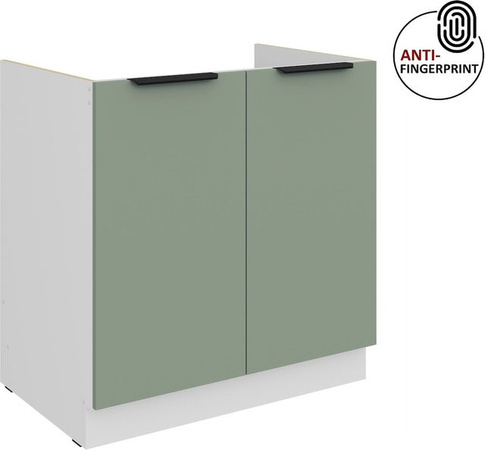 Küchen Spülenschrank ARIA in Aquamarin matt mit Anti-Fingerprint-Beschichtung, Breite: 80 cm