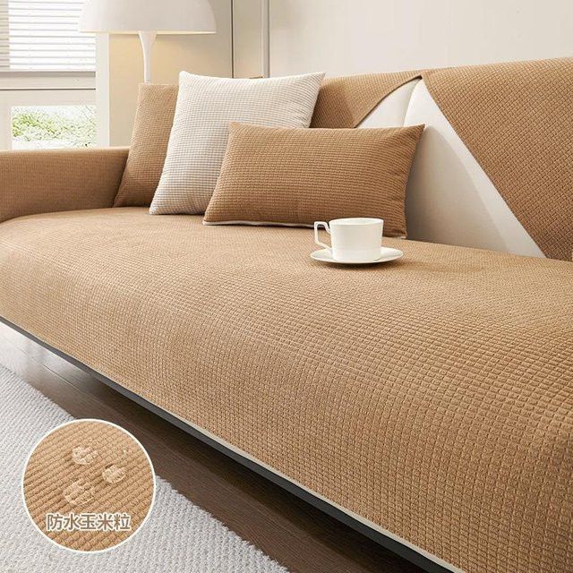 Wasserdichter Sofabezug aus Maiskorn von Super Six, modernes quadratisches Couchkissen in Beige, B/H: 70 x 70 cm - Bild 1