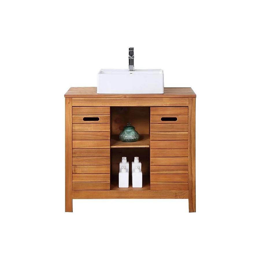 Vente-unique Einzelwaschtisch Pulukan aus Akazienholz in Natur Dunkel, Breite: 90 cm - Bild 2