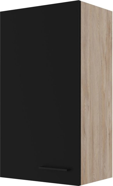 Flex-Well Küchen-Oberschrank Capri Hängeschrank in Schwarz Matt mit Eichen-Optik, B/T/H: 50 x 32 x 89 cm - Bild 1