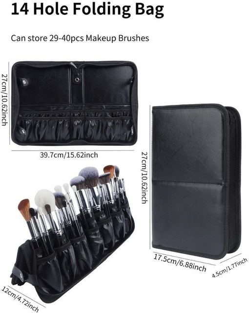 jinmeige Make-up-Pinsel Tasche, schwarz, wasserabweisend - Bild 1
