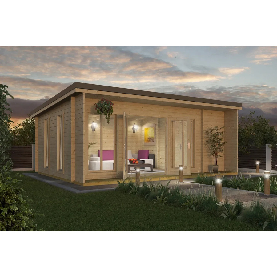 LASITA MAJA Gartenhaus Japan Blockbohlenhaus aus Holz in Braun-Beige, B/H/T: 648 x 250,8 x 470 cm - Bild 3