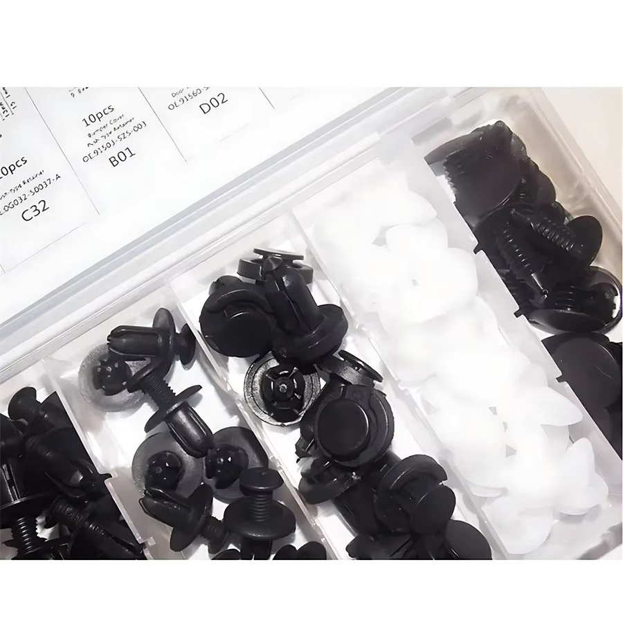 KRIOCY 100 Stück Kunststoff-Stoßstangen-Clips Set mit Befestigungselement-Entferner für GM, 6 Größen, Nylon-Nieten und Befestigungselemente - Bild 3