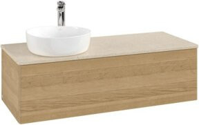 V&B Waschtischunterschrank Antao ohne Frontstruktur in Eiche Honig, Wandmontage, B/T/H: 120 x 36 x 50 cm - Bild 1