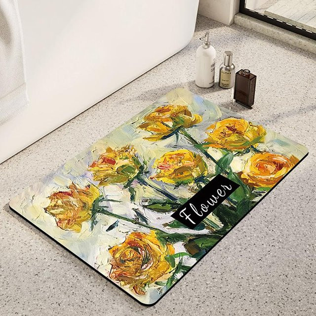 Saugfähige und rutschfeste Badezimmer Bodenmatte von Yiran Furniture in Gelb, B/B: 40 x 60 cm - Bild 1