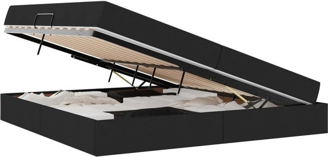 vidaXL Stauraumbett mit Matratze in Schwarz, modernes Polsterbett mit Lift-up-Funktion, B/T: 200 x 200 cm - Bild 1