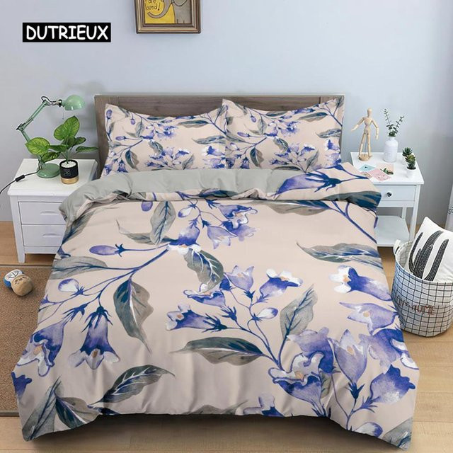 Binchi Outdoor Product Bettwäsche-Set mit Blumenmuster in Blau und Gold, bestehend aus Bettbezug und Kissenbezügen aus Mikrofaser, B/H: 240 x 220 cm und 140 x 200 cm - Bild 1