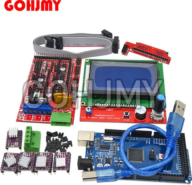 GOHJMY 3D-Drucker Kit mit Mega 2560 R3 CH340 Board, 12864 Controller und 5 A4988/DRV8825 Stepper Treiber Modulen in Multicolour - Bild 1