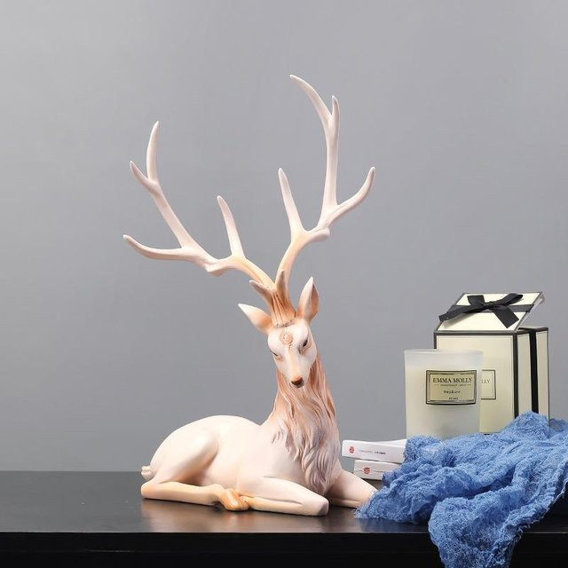 Yiran Furniture Hirschstatue aus Harz als luxuriöse Elchskulptur für deine Wohnzimmerdekoration, Höhe: 35 cm - Bild 1