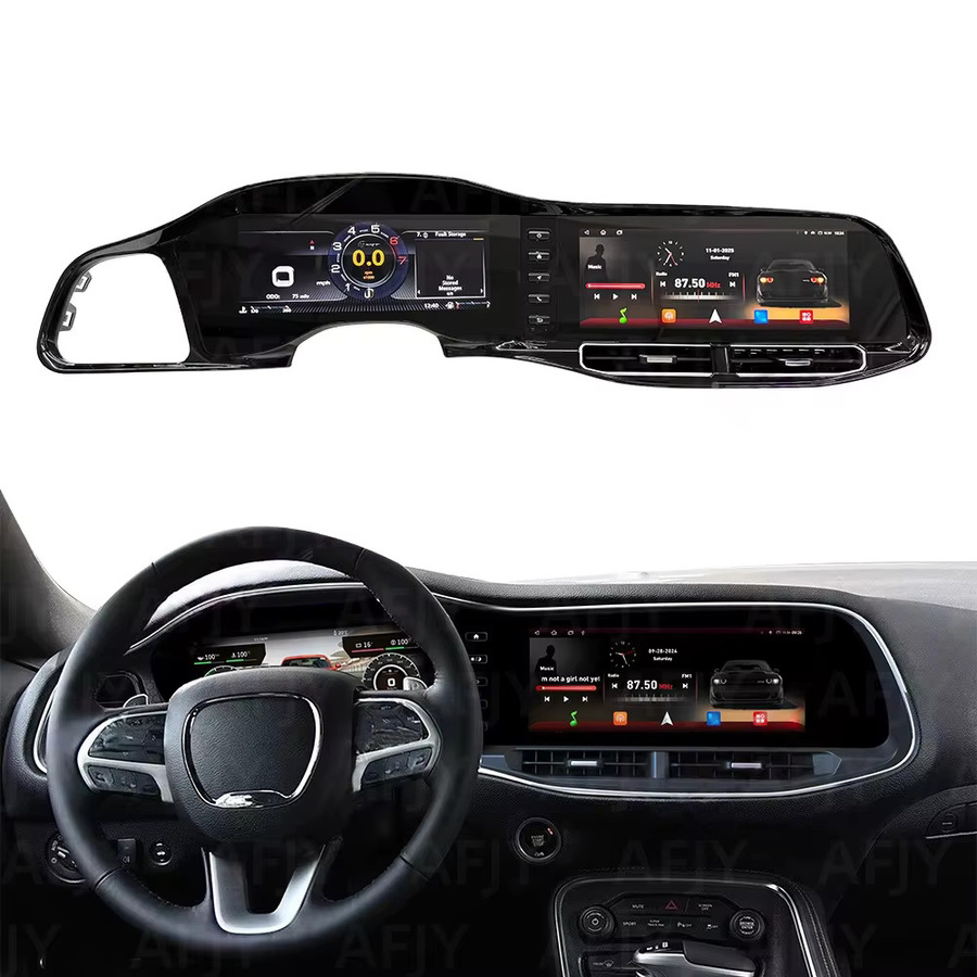 YANFU Android Auto Digital Cluster Tachometer mit GPS und Carplay für Dodge Challenger SRT Hellcat 2010-2023, Schwarz - Bild 3