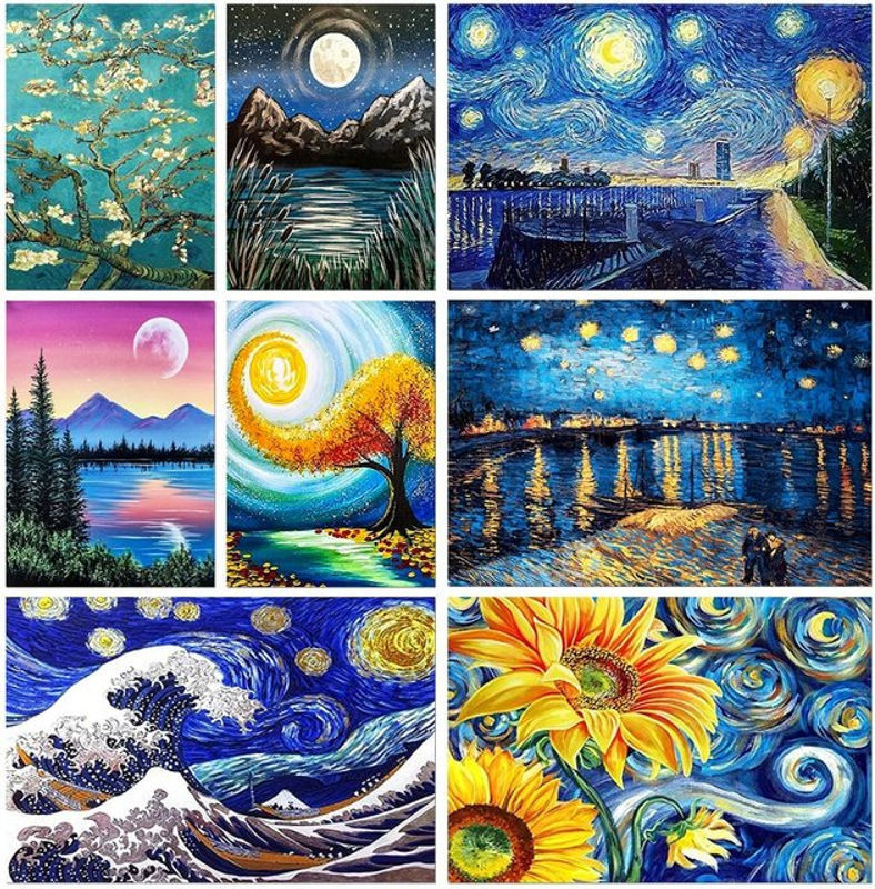 QIZITENG 5D DIY Diamantmalerei Set Sternenhimmel Landschaft Mosaik Kunst Wanddeko Mehrfarbig - Bild 1
