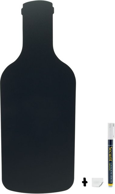 Securit Wandtafeltafel Flaschensilhouette in Schwarz inklusive Kreidestift und Klett-Kit zur Wandmontage, B: 19 cm, H: 50 cm - Bild 1