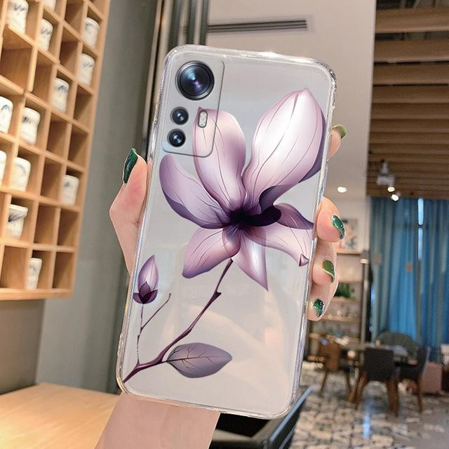 Xiaomi Handyhülle aus weichem Silikon mit niedlichem Blumen und Kaktus Design für Xiaomi 12 5G, 12S, 12 Lite, 12X und Mi 12, Multicolor - Bild 1