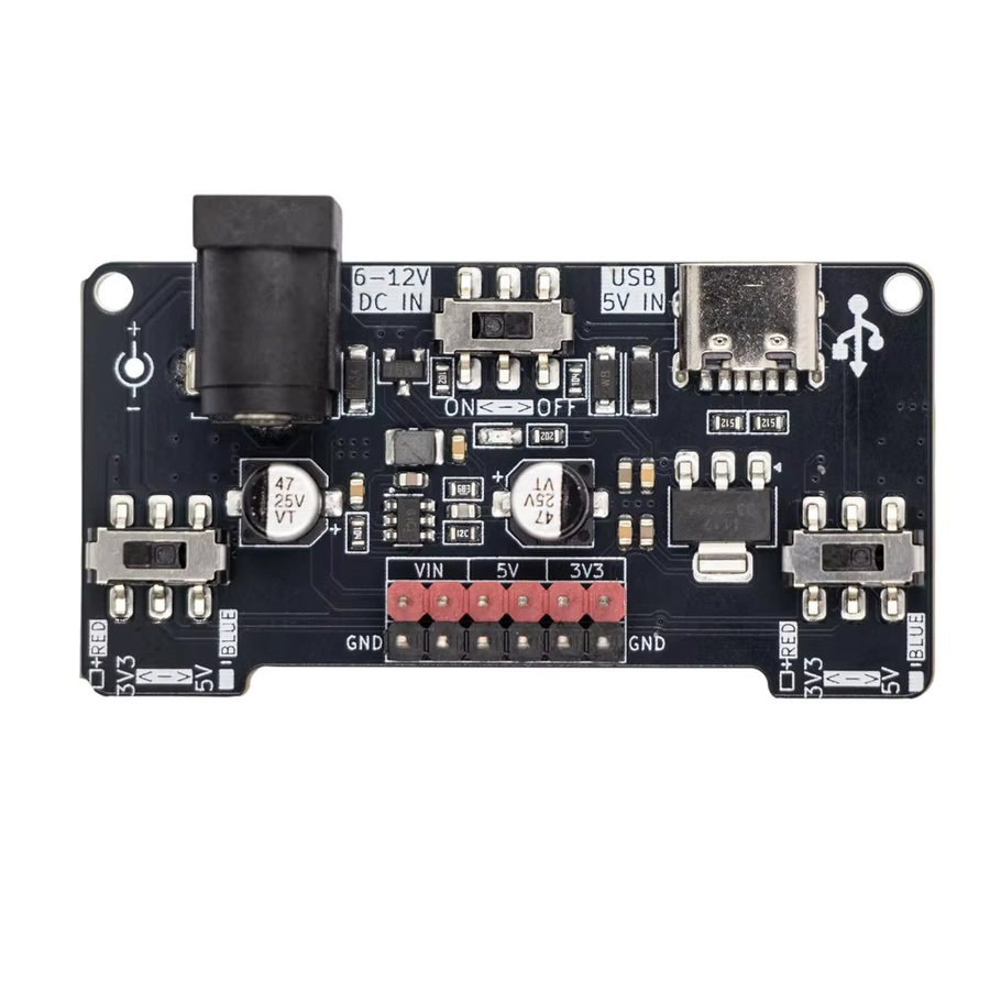 NullLab Dual-Port-Steckplatten-Stromversorgungsmodul mit Typ-C-Anschluss und 2,1x5,5-mm-DC-Buchse, 6-12-V-Eingang, Schwarz - Bild 2