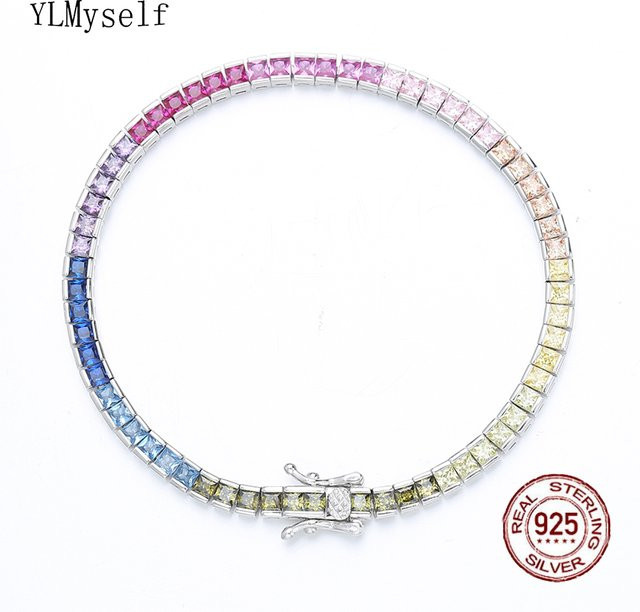 YLMyself Tennis Armband Silber, Zirkonia, Damen, 17,5 cm - Bild 1