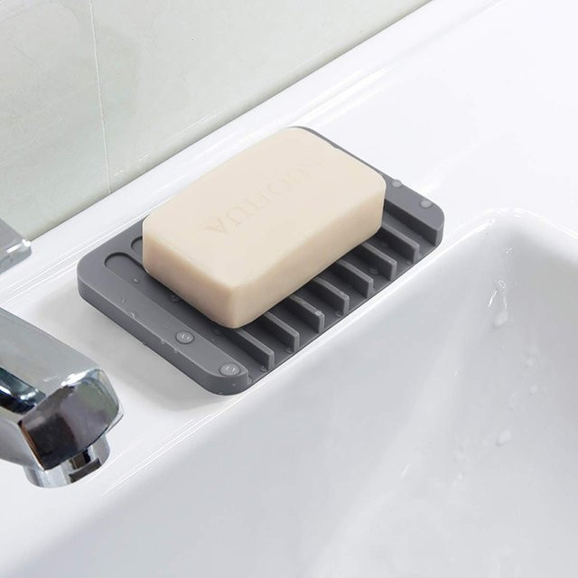 HDSAL Silikon-Seifenablage in Grau, rutschfester und wasserdichter Seifenhalter für dein Badezimmer - Bild 1