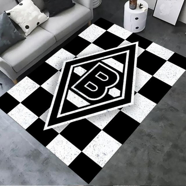 On My Love Home Borussia Teppich Checkerboard Schwarz, Modern, Rutschfest und Waschbar, B/T: 200 x 160 cm - Bild 1