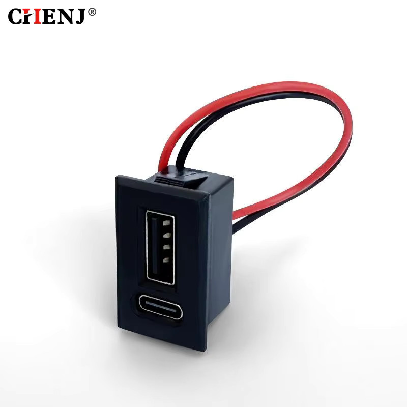 eelhoe USB-C Steckdose mit Doppelschichtiger Ladebuchse für Telefone, Schwarz - Bild 3