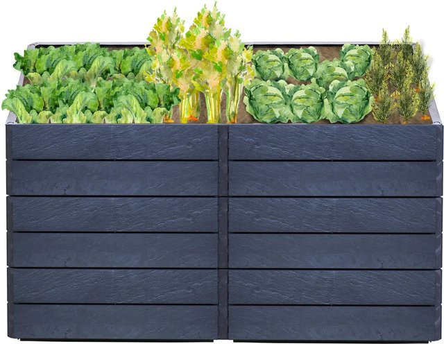 Garantia Hochbeet-System Ergo Quadro in Stone Anthrazit mit 3D-Steinoptik, B/T/H: 160 x 75 x 80 cm - Bild 1