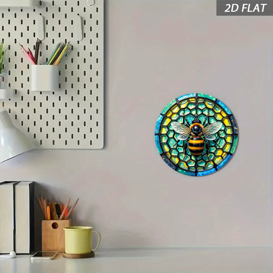 CIFBUY Vintage Metallschild mit Biene und Waben-Design in Multicolour als Wandkunst - Bild 4