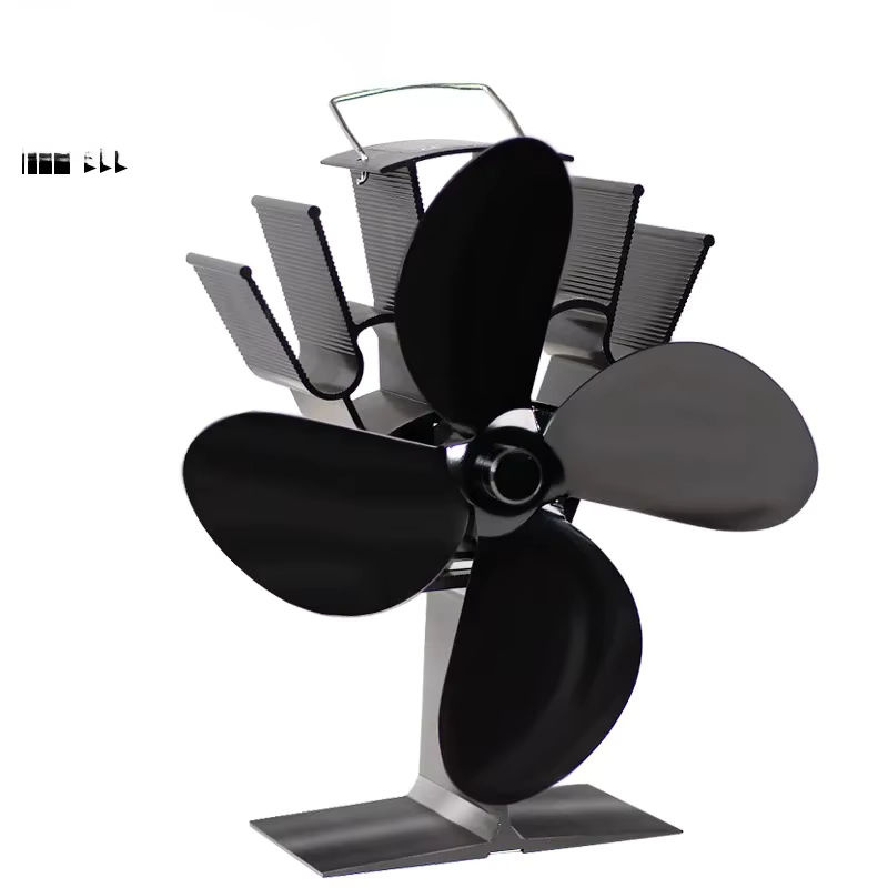 Geräusloser Kaminventilator aus Aluminiumlegierung in Schwarz mit 4 Blättern und Thermo-Power für den Heizzyklus - Bild 7