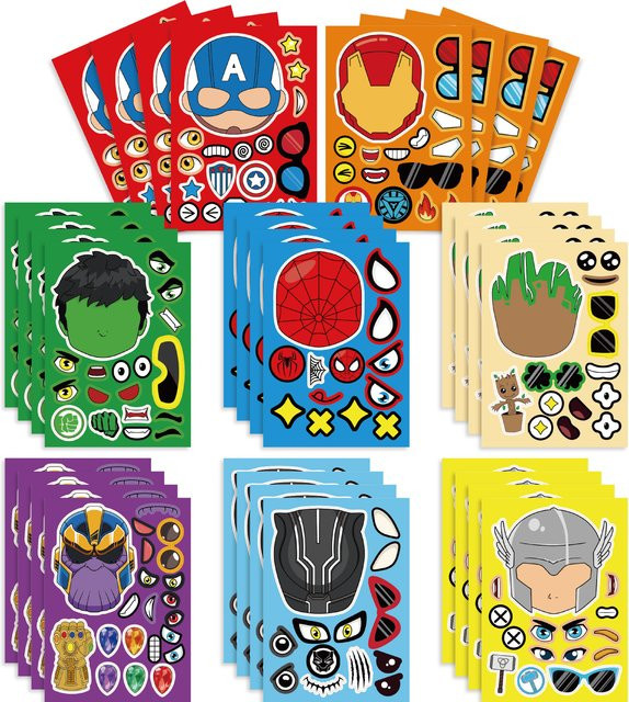 Bandai Marvel Superheld Puzzle Aufkleber, 24 Blatt, Bunt / Mehrfarbig - Bild 1