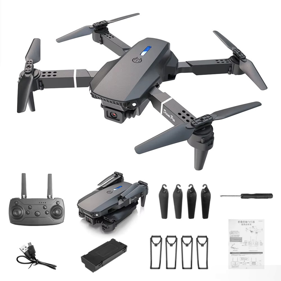 E88 Professionelle HD 4K RC-Drohne mit Weitwinkelkamera, faltbarer Quadcopter in Schwarz - Bild 6