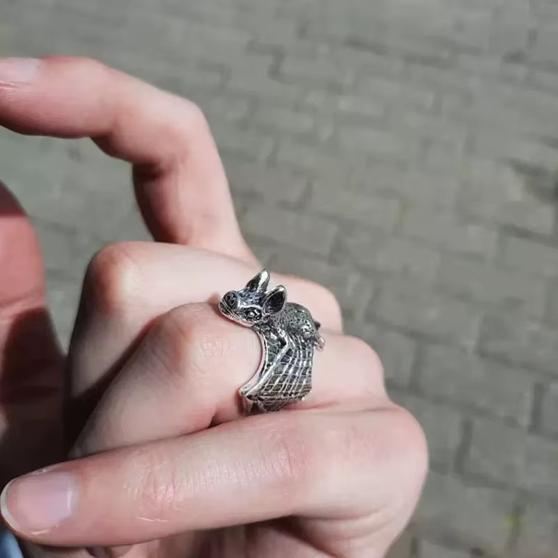 LENNIK Ring Fledermaus, Silber, Herren, Punk - Bild 3