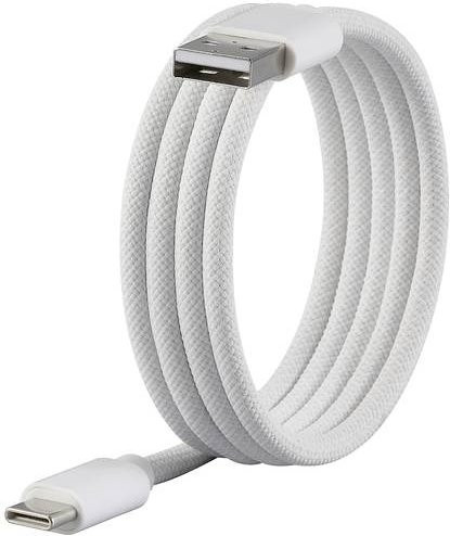 Renkforce USB-C auf USB-A Kabel USB 2.0 mit magnetischer Aufwicklung und Stoff-Ummantelung, Weiß, Länge: 1,00 m - Bild 1