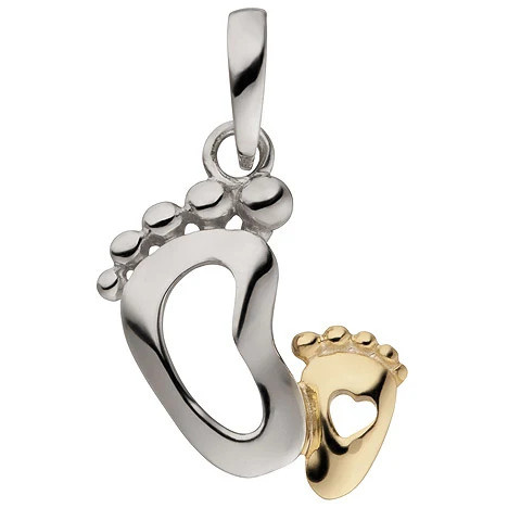 Colfem Anhänger Babyfüße, 925 Sterling Silber, bicolor vergoldet - Bild 1