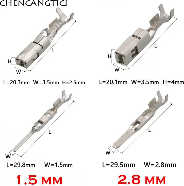 5 Stück Tyco Auto-Crimpkabelklemmen Kupferkontakt Stecker und Buchse Pin Set in Silber, 1,5/2,8 mm - Bild 1