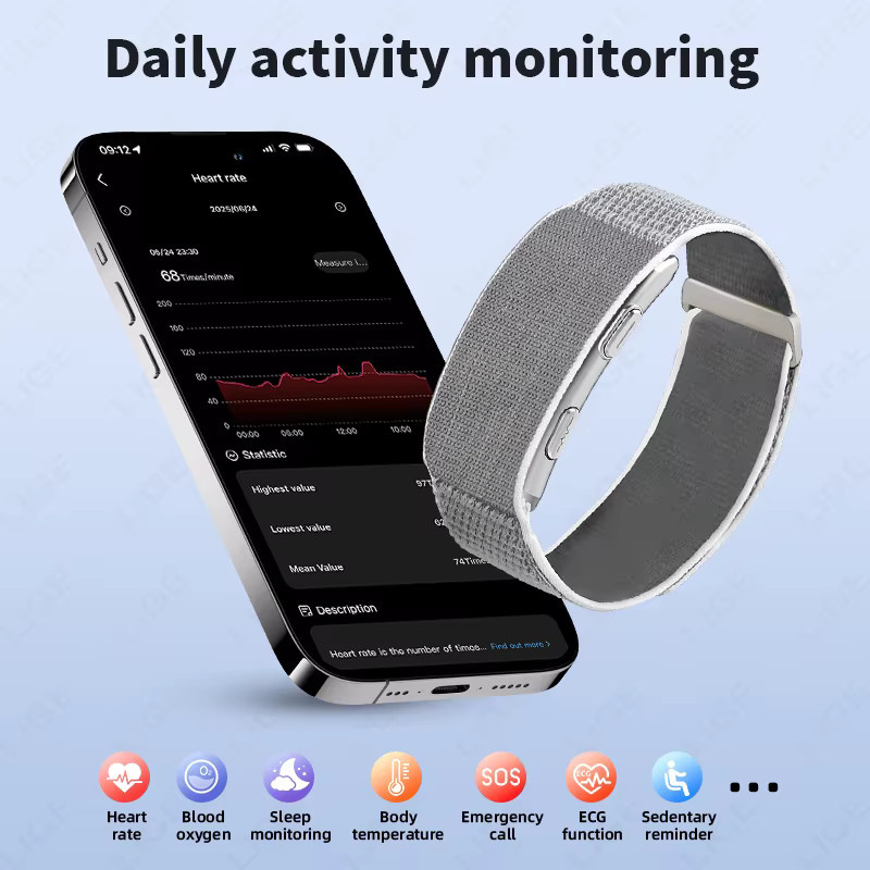 LIGE Smartwatch mit EKG und PPG zur Überwachung von Blutdruck, Blutsauerstoff, Harnsäure, Lipiden und Körpertemperatur in Beige - Bild 5