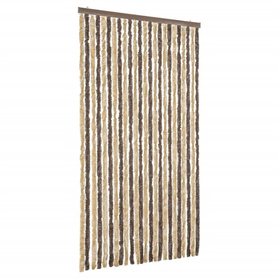 vidaXL Fliegenvorhang aus Chenille in Dunkelbraun und Beige, gestreift, thermoisolierend und schalldämmend, Breite: 100 cm, Höhe: 200 cm - Bild 2