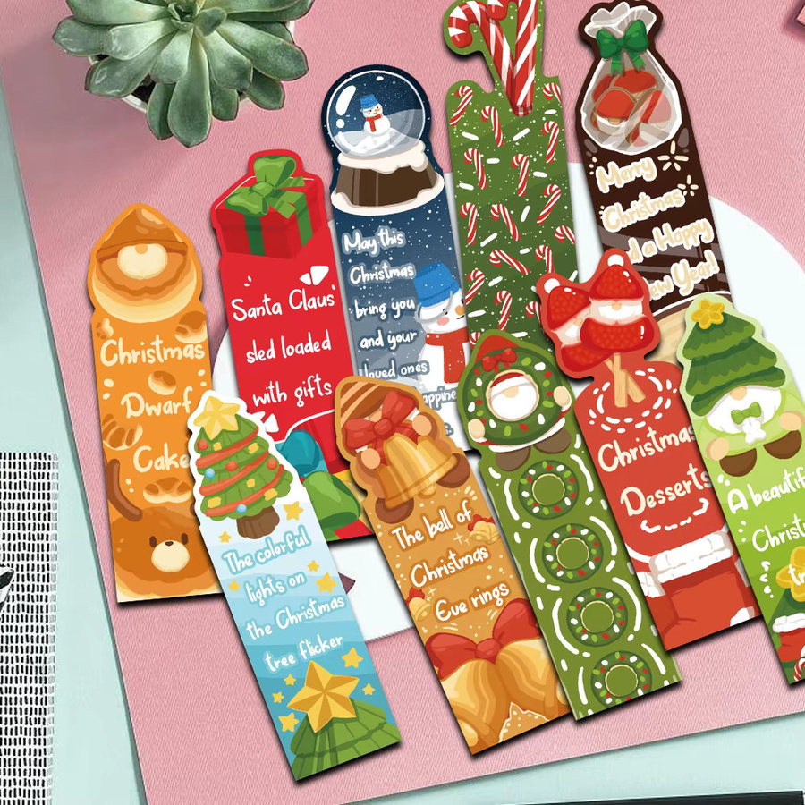 30 Stück Weihnachts-Lesezeichen Set mit Alien, Weihnachtsbaumglocken und Schneemann in Multicolor aus Papier - Bild 2