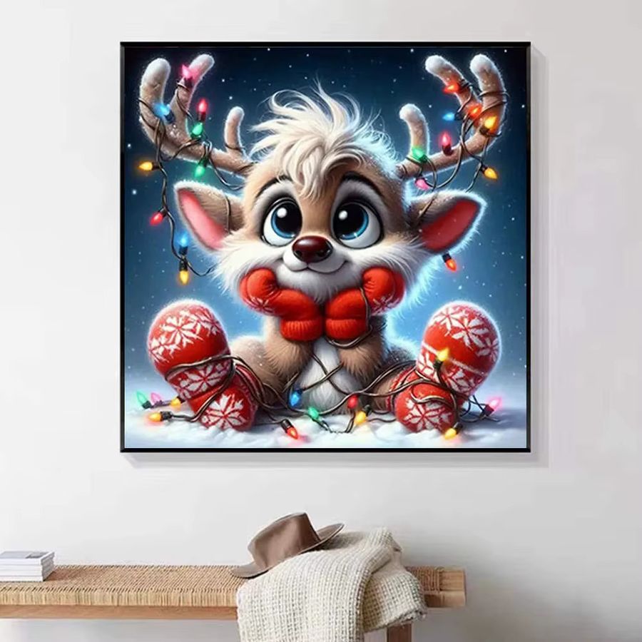 HUACAN Diamant-Malerei Rentier Weihnachten 5D-DIY-Stickerei-Set, Multicolor, B/H: 20 x 20 cm - Bild 4