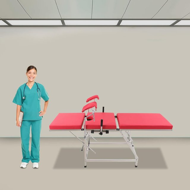 Bymaocar Moderner Gynäkologischer Untersuchungsstuhl in Rot mit Rückenlehne und Beinhalterung, B/T/H: 102 x 77 x 31 cm - Bild 1