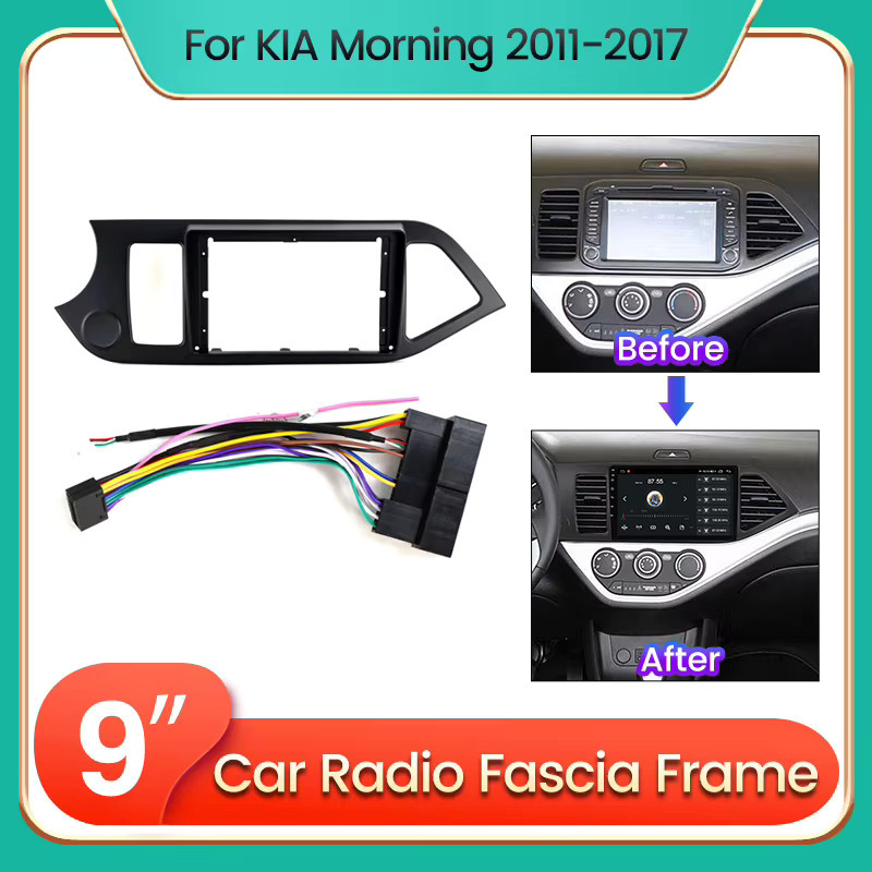 MEKEDE 9-Zoll Intelligentes Autoradio mit Kunststoffrahmen und Kabelset in Schwarz passend für Kia Morning News 2011-2017 - Bild 6